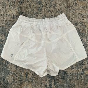 Lulu lemon white “hotty hot low rise lined short” 4” inseam